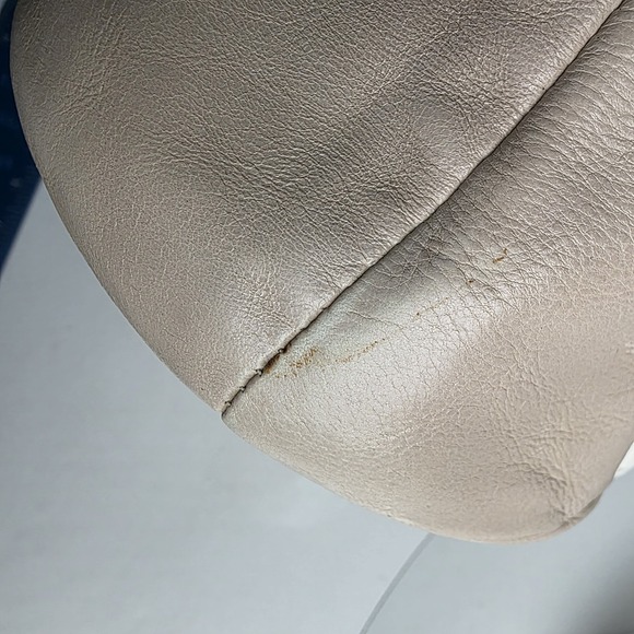 Coach Cricket Leather Tote Shoulder Bag Satchel Purse Medium White Tan Beige - Picture 13 of 16